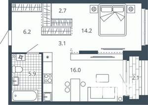 1-к квартира, вторичка, 50м2, 10/24 этаж