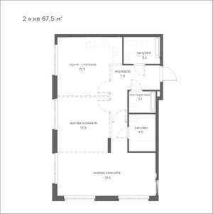 2-к квартира, вторичка, 68м2, 18/21 этаж