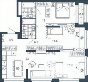 3-к квартира, вторичка, 87м2, 12/24 этаж