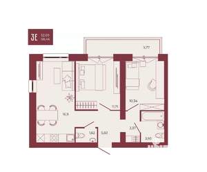 3-к квартира, вторичка, 58м2, 17/17 этаж