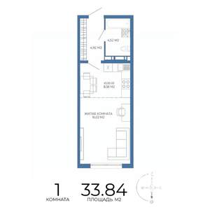 1-к квартира, вторичка, 34м2, 9/17 этаж