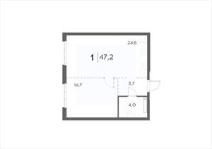 1-к квартира, вторичка, 47м2, 9/21 этаж