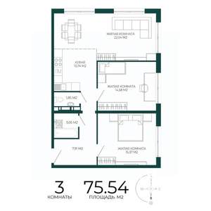3-к квартира, вторичка, 76м2, 4/17 этаж