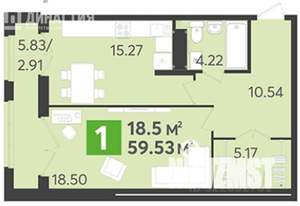 1-к квартира, вторичка, 57м2, 4/17 этаж