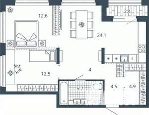 2-к квартира, вторичка, 71м2, 7/23 этаж