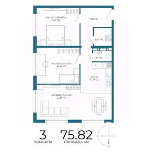 3-к квартира, вторичка, 76м2, 6/17 этаж