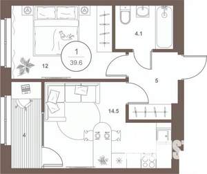 1-к квартира, вторичка, 39м2, 7/16 этаж
