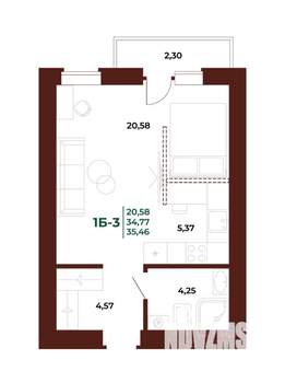 1-к квартира, вторичка, 36м2, 17/17 этаж