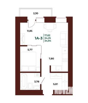 1-к квартира, вторичка, 35м2, 13/17 этаж