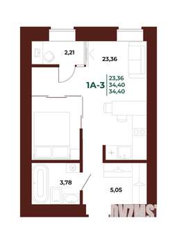 1-к квартира, вторичка, 34м2, 10/17 этаж