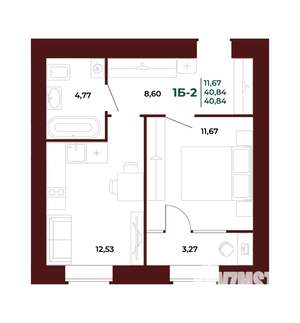 1-к квартира, вторичка, 42м2, 15/17 этаж