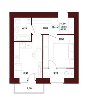 1-к квартира, вторичка, 42м2, 11/17 этаж
