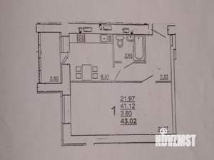 1-к квартира, вторичка, 44м2, 9/15 этаж