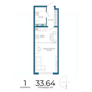 1-к квартира, строящийся дом, 34м2, 7/17 этаж