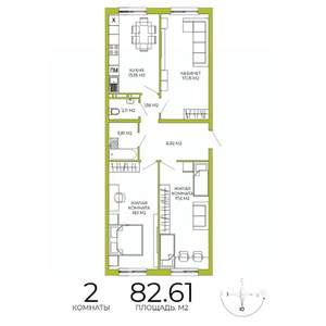 2-к квартира, строящийся дом, 83м2, 4/18 этаж