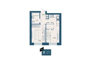 2-к квартира, вторичка, 36м2, 1/17 этаж