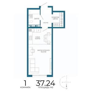 1-к квартира, строящийся дом, 37м2, 10/17 этаж