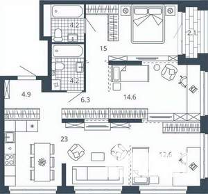 3-к квартира, вторичка, 87м2, 21/24 этаж