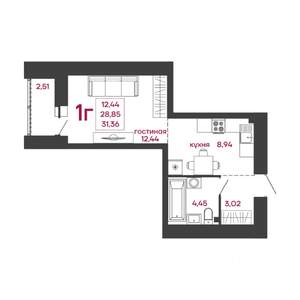 1-к квартира, вторичка, 31м2, 15/17 этаж