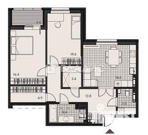 3-к квартира, вторичка, 84м2, 9/16 этаж
