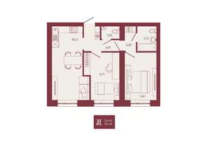 3-к квартира, вторичка, 54м2, 2/17 этаж