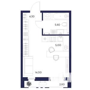 1-к квартира, вторичка, 32м2, 2/16 этаж