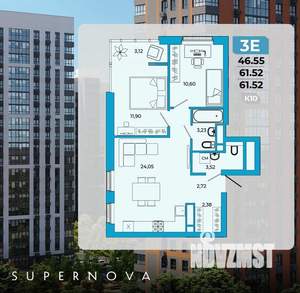 3-к квартира, вторичка, 62м2, 9/20 этаж