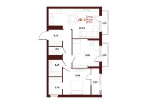 2-к квартира, вторичка, 67м2, 15/18 этаж