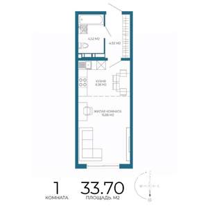 1-к квартира, вторичка, 34м2, 4/17 этаж