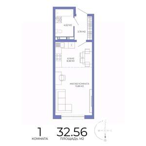 1-к квартира, строящийся дом, 33м2, 3/17 этаж