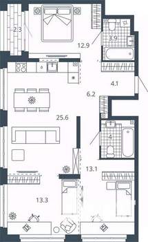 3-к квартира, вторичка, 85м2, 13/24 этаж