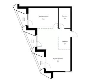 1-к квартира, вторичка, 59м2, 9/23 этаж