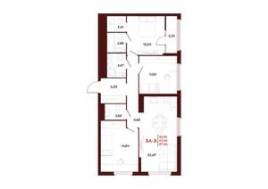 3-к квартира, вторичка, 88м2, 3/18 этаж