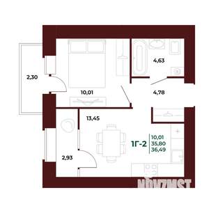 1-к квартира, вторичка, 37м2, 14/17 этаж