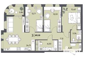 3-к квартира, вторичка, 89м2, 9/18 этаж