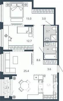 2-к квартира, вторичка, 84м2, 4/24 этаж