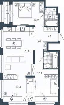 3-к квартира, вторичка, 85м2, 4/24 этаж
