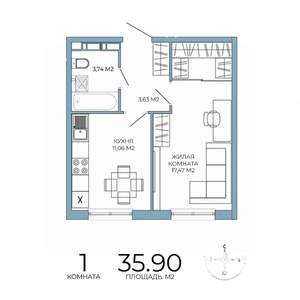 1-к квартира, вторичка, 36м2, 12/18 этаж