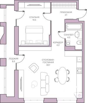 2-к квартира, вторичка, 69м2, 6/16 этаж