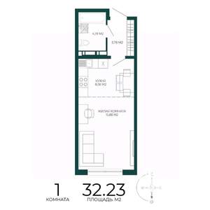 1-к квартира, строящийся дом, 32м2, 5/17 этаж
