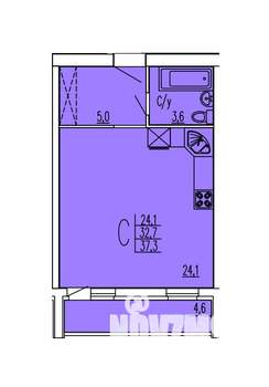 Студия квартира, вторичка, 37м2, 1/8 этаж