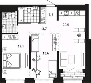 2-к квартира, вторичка, 70м2, 21/24 этаж