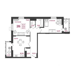 2-к квартира, вторичка, 83м2, 8/15 этаж