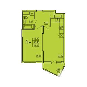 1-к квартира, вторичка, 49м2, 17/17 этаж