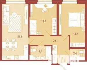 3-к квартира, вторичка, 65м2, 10/17 этаж