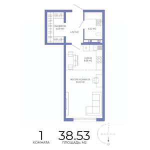 1-к квартира, строящийся дом, 39м2, 10/17 этаж