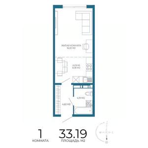 1-к квартира, строящийся дом, 33м2, 10/17 этаж