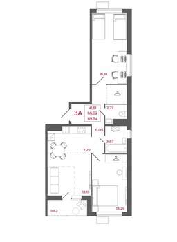 3-к квартира, вторичка, 70м2, 12/18 этаж