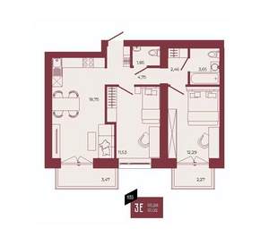 3-к квартира, вторичка, 61м2, 9/17 этаж