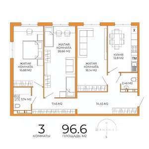 3-к квартира, строящийся дом, 97м2, 3/18 этаж